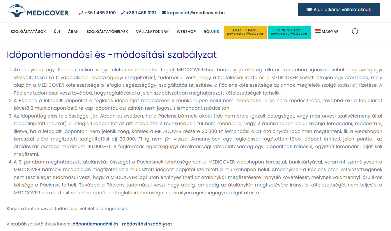 Medicover időpont lemondás